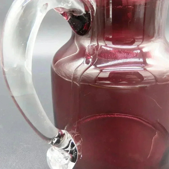 Amethyst Glass Pitcher Water Pitcher Applied Handle Blown Glass VTG - Picture 4 of 7